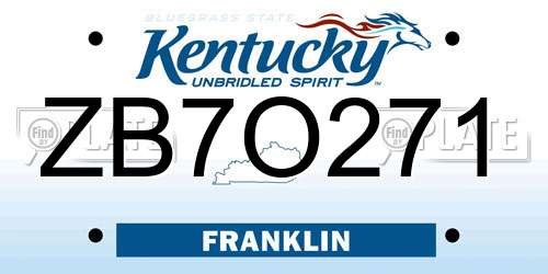 ZB7O271 Kentucky License Plate