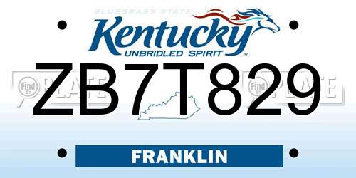 ZB7T829 Kentucky License Plate