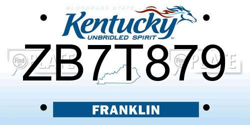 ZB7T879 Kentucky License Plate