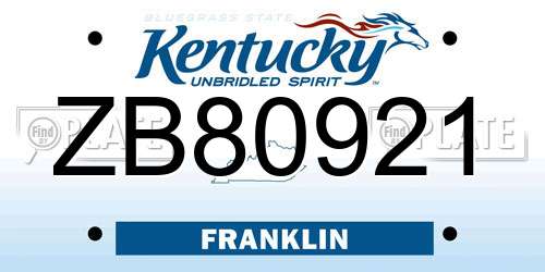 ZB80921 Kentucky License Plate