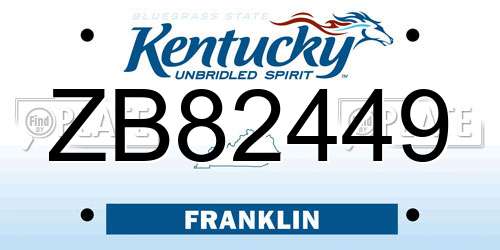 ZB82449 Kentucky License Plate