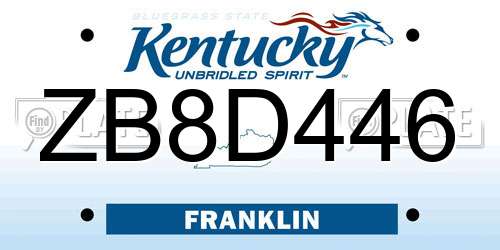 ZB8D446 Kentucky License Plate