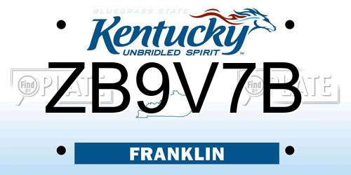 ZB9V7B Kentucky License Plate