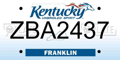ZBA2437 Kentucky License Plate