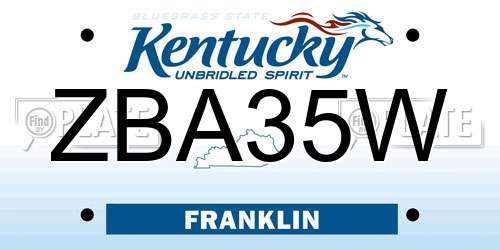 ZBA35W Kentucky License Plate