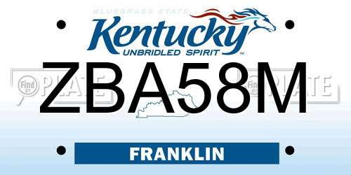 ZBA58M Kentucky License Plate