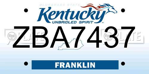 ZBA7437 Kentucky License Plate