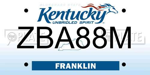 ZBA88M Kentucky License Plate