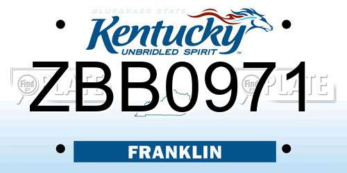 ZBB0971 Kentucky License Plate