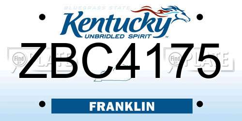 ZBC4175 Kentucky License Plate