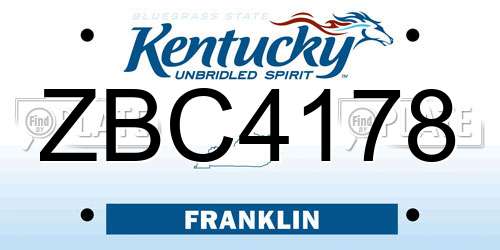 ZBC4178 Kentucky License Plate