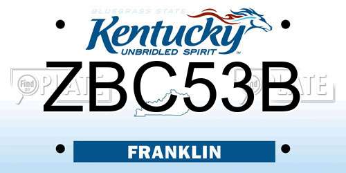 ZBC53B Kentucky License Plate