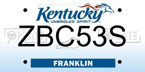 ZBC53S Kentucky License Plate