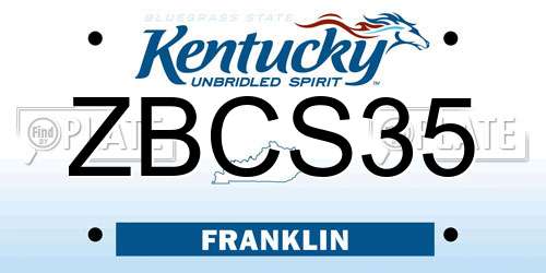 ZBCS35 Kentucky License Plate
