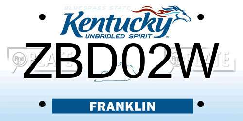 ZBD02W Kentucky License Plate