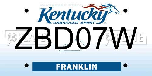ZBD07W Kentucky License Plate