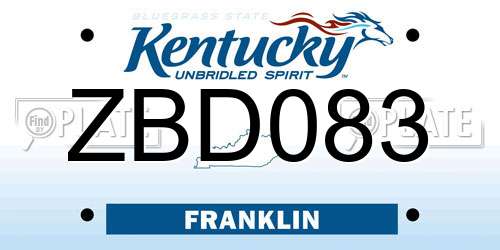 ZBD083 Kentucky License Plate