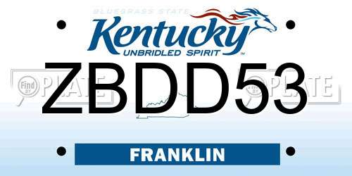 ZBDD53 Kentucky License Plate