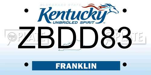ZBDD83 Kentucky License Plate