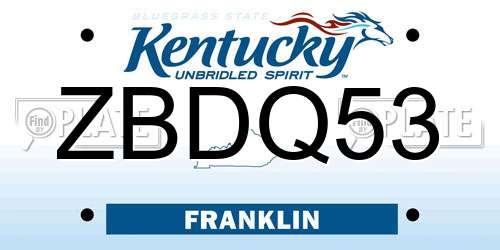 ZBDQ53 Kentucky License Plate