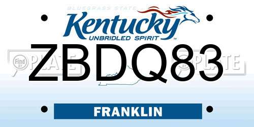 ZBDQ83 Kentucky License Plate