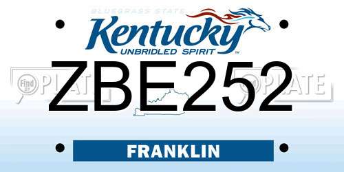 ZBE252 Kentucky License Plate