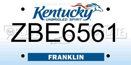 ZBE6561 Kentucky License Plate