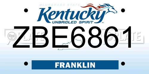 ZBE6861 Kentucky License Plate