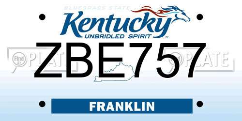 ZBE757 Kentucky License Plate