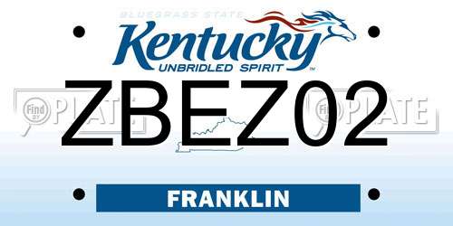 ZBEZ02 Kentucky License Plate