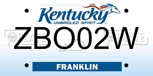ZBO02W Kentucky License Plate