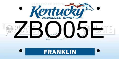 ZBO05E Kentucky License Plate