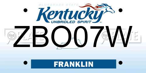 ZBO07W Kentucky License Plate