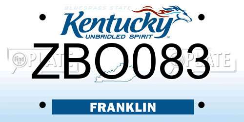 ZBO083 Kentucky License Plate
