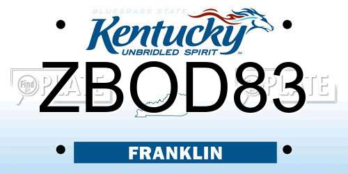 ZBOD83 Kentucky License Plate