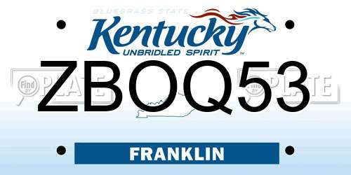 ZBOQ53 Kentucky License Plate