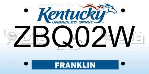 ZBQ02W Kentucky License Plate