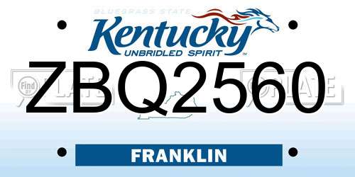 ZBQ2560 Kentucky License Plate