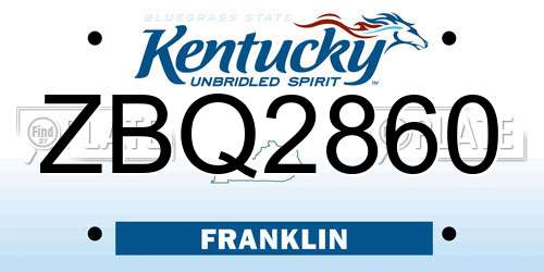 ZBQ2860 Kentucky License Plate