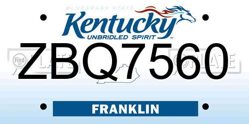 ZBQ7560 Kentucky License Plate