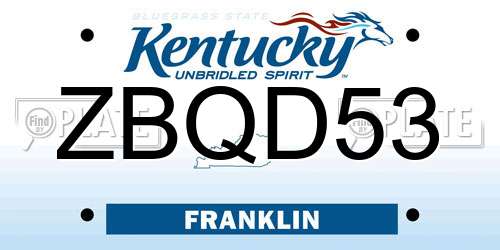 ZBQD53 Kentucky License Plate