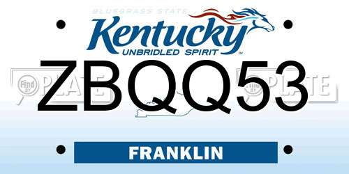 ZBQQ53 Kentucky License Plate