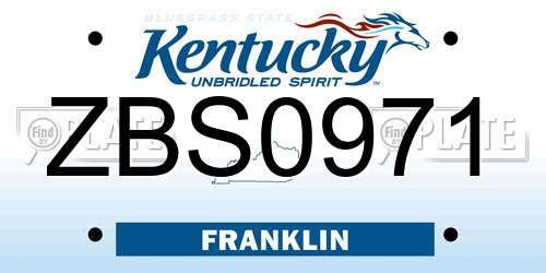 ZBS0971 Kentucky License Plate