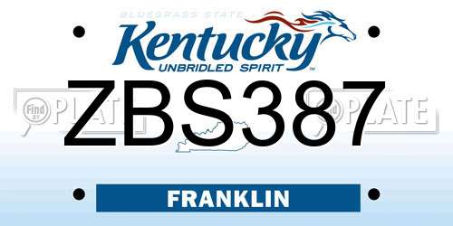 ZBS387 Kentucky License Plate