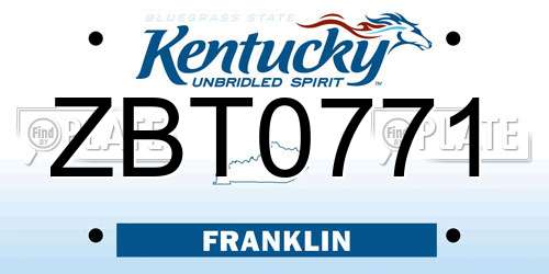 ZBT0771 Kentucky License Plate