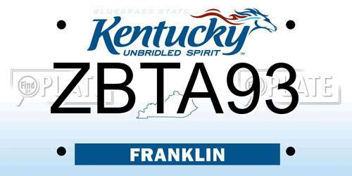 ZBTA93 Kentucky License Plate