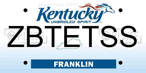 ZBTETSS Kentucky License Plate