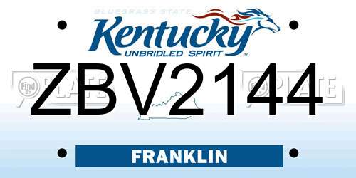 ZBV2144 Kentucky License Plate