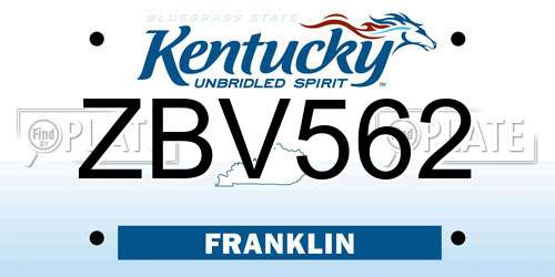 ZBV562 Kentucky License Plate