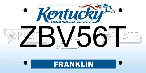 ZBV56T Kentucky License Plate